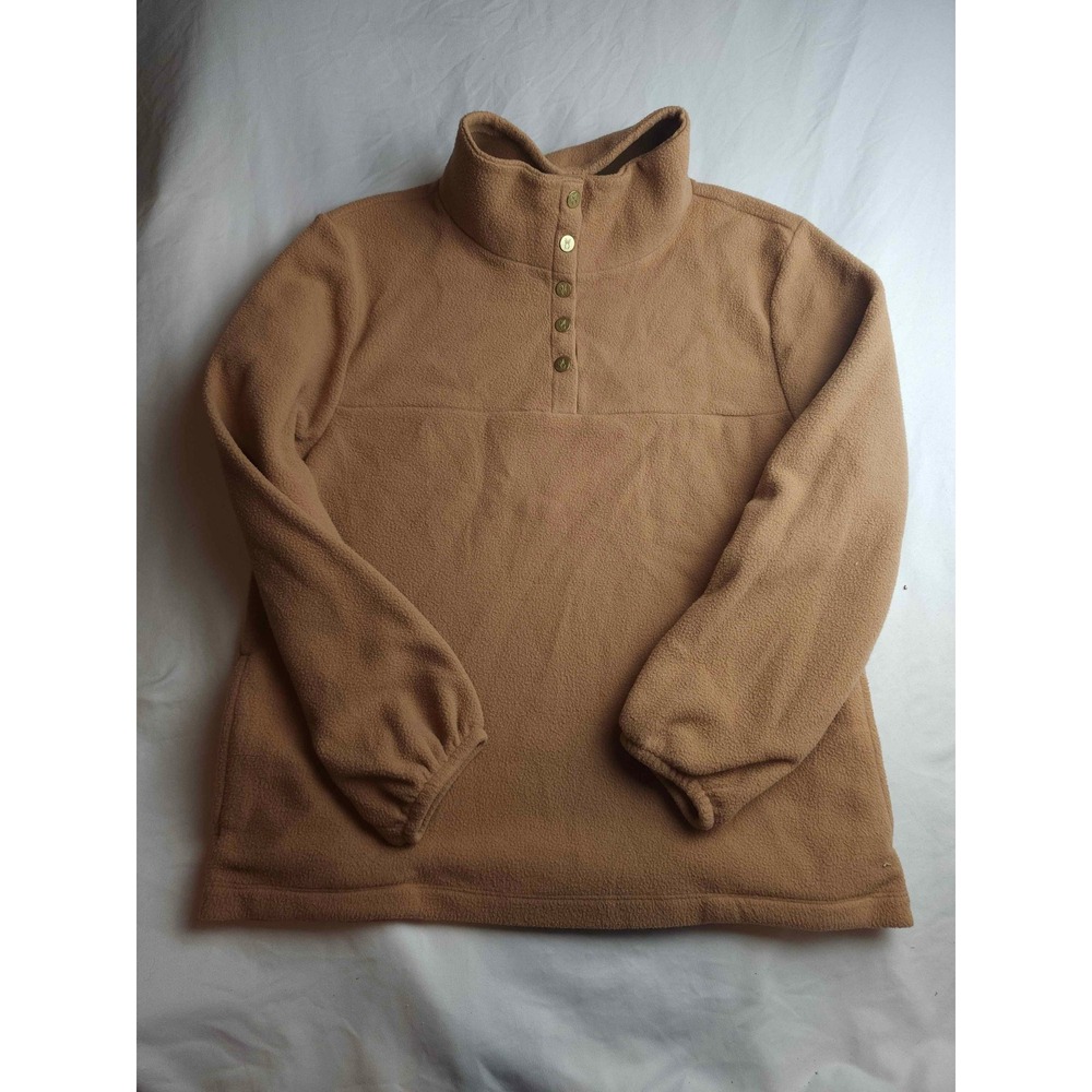 Dudley Stephens XL Camel Tan Vello Fleece Button Snap Collar Womens Sweater
